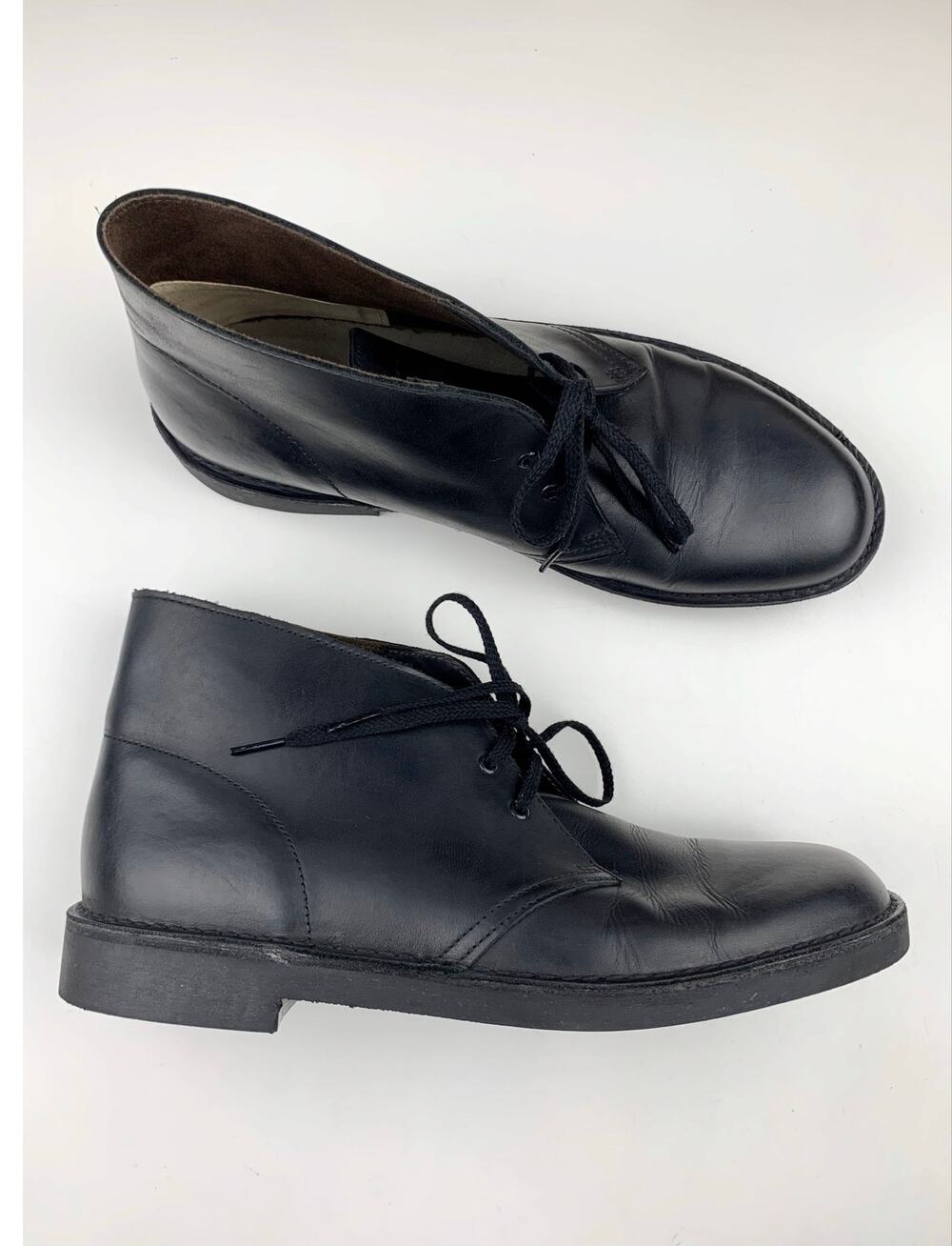 Clarks Chukka Boots Black Leather Lace Up Ankle Men's 11 Casual Classic